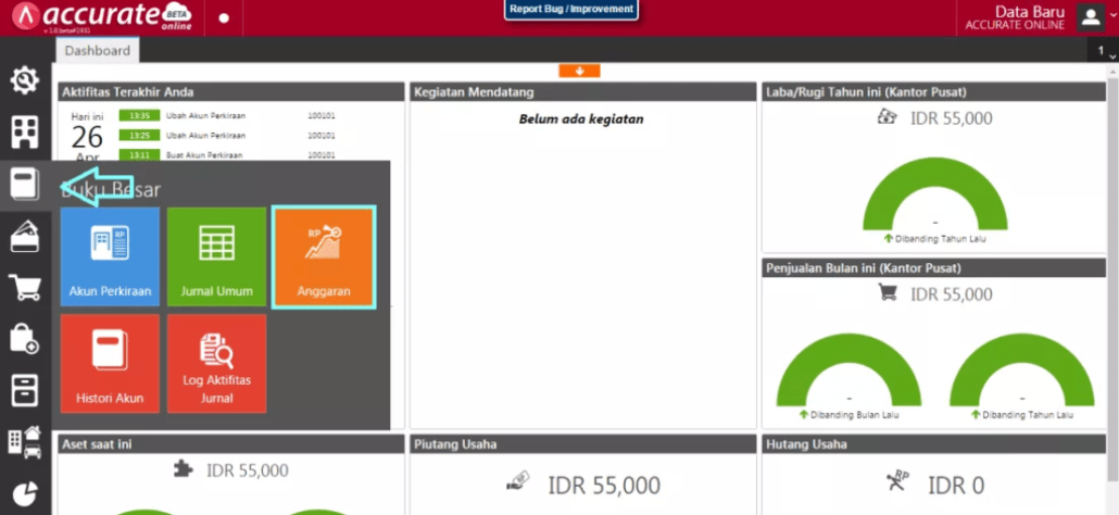 Fitur budgeting Accurate Online